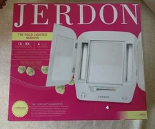 Jerdon Euro Style Tri-Fold Lighted Makeup Mirror Model JGL10W Excellent Cond CIB