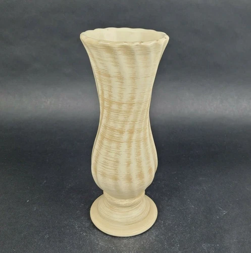 Vintage Haeger Pottery Tulip Vase Cream With Brushed Gold Accents USA