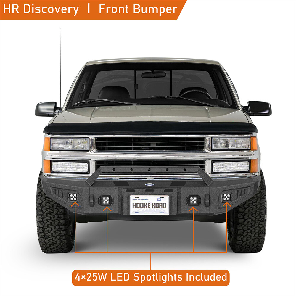 1988-2000 GMC Chevrolet C/K 1500 2500 3500 Steel Front Bumper w/Light Of...