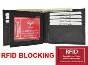Black-RFID-Blocking-Men-039-s-Bifold-Leather-Center-Flap-Wallet-New