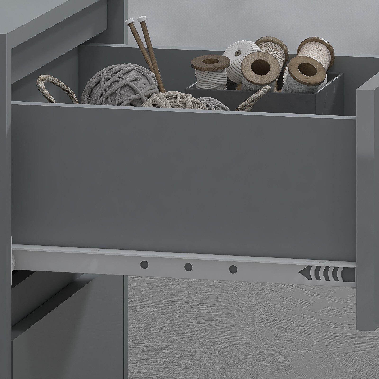 High Gloss Grey Bedside Unit Modern Handleless Design H55cm X