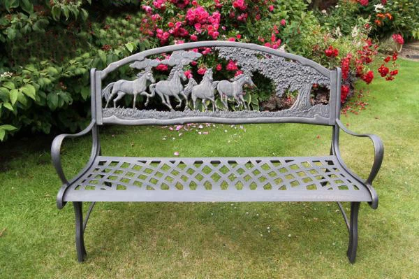 Solid Cast Iron Horse Bench Garden Furniture Metal Bench Horses Outdoor Seat