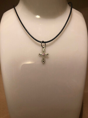 20 Inch, Cross Necklace with Pink Zirconia Crystal Pendant, Men Woman ...