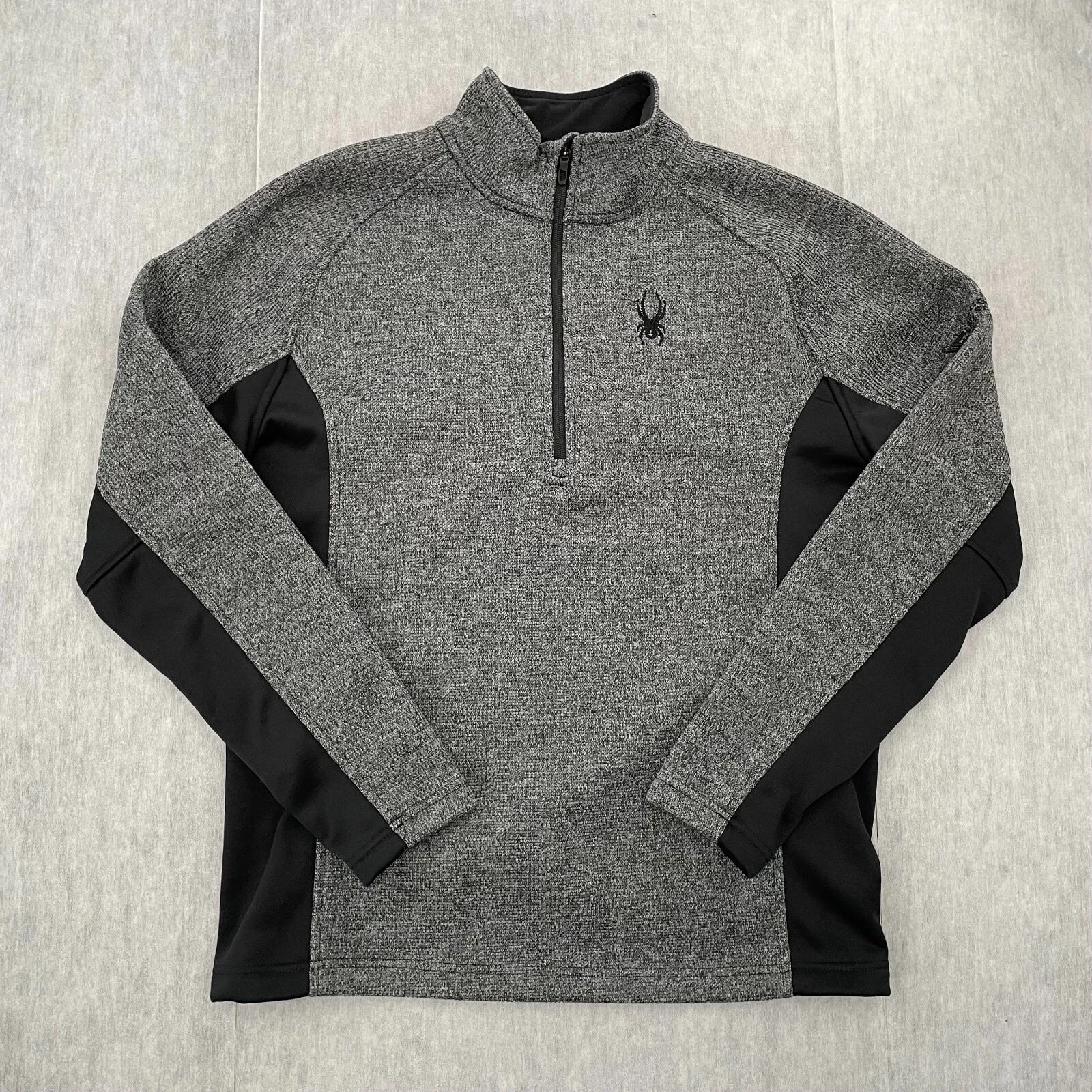 Spyder Jacket Adult Large Gray Black Accents 1/4 Zip Pullover Fleece Logo Mens L
