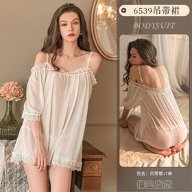 Sexy Lingerie Lace Night Gown Tube Top Sleepwear Pajama Dresses Babydoll Uniform