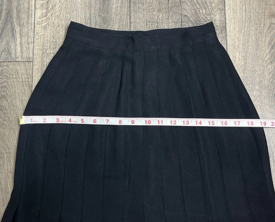 Falda recta plisada cintura alta negra Anne Klein de colección talla 6 hasta la rodilla cremallera trasera Foto 4 de 4