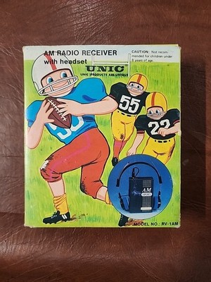 Vintage Radio Portable AM Sport UNIC RV-1AM  1980's Headphones Boxed Unused 