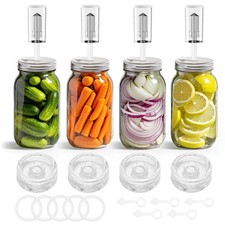 Complete Fermentation Kit 4pk Wide Mouth Mason Jar Weights Airlocks Lids Pickle