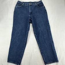Women's High Rise Blue Denim Jeans 16x30 Vintage USA Made Wrangler Blues