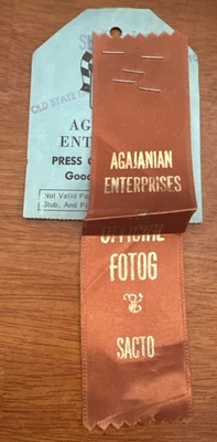 RARE Agajanian Enterprises 1969 Press Pass Photo And Ribbon Indy Car - Image 1 of 4