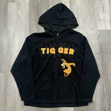 VTG Tigger Disney Sz Medium Winnie the Pooh Full Zip Y2K Fleece Hoodie