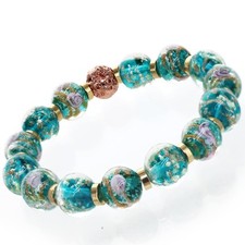 Glow in The Dark Firefly Beaded Bracelets for Women, Ocean Blue Luminous Murano