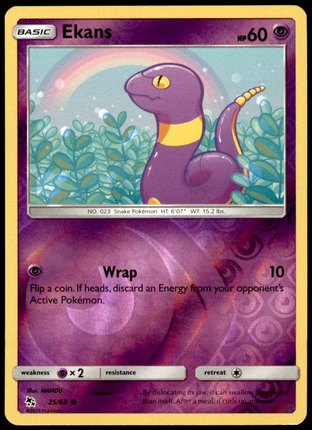 Ekans (25) Hidden Fates 25/68 Reverse Holo LP MAHOU