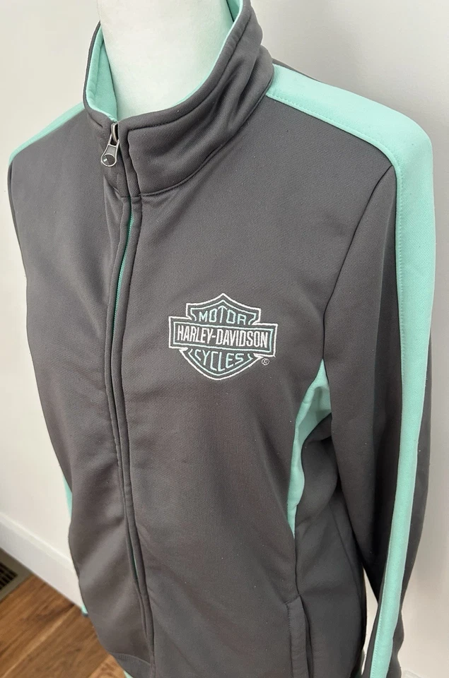 Chaqueta deportiva para mujer Mackie Harley-Davidson m gris/verde menta cremallera, agujeros para los pulgares Foto 2 de 4