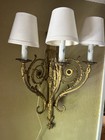LARGE FRENCH LOUIS XVI ORMOLU BRONZE 3-LIGHT WALL FLEIR-de-LIS MOTIF SCONCE  — photo 9