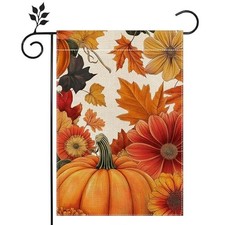 Fall Pumpkin Garden Flag for Outside 12x18 Inch Double Sided Burlap Autumn