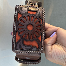 Brown Women  s Wide Waist Belt Floral Cut-Out Boho Adjustable Buckle