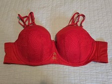 CACIQUE Red Strappy Boost Strapless Lace Pushup Underwire Bra SZ 44C NWOT