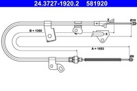 Seilzug Feststellbremse Hinten Rechts Ate 243727 19202 FÜR Toyota Handbremsseil