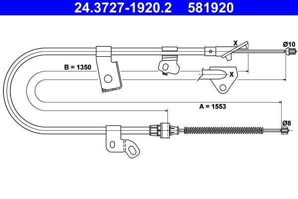 Seilzug Feststellbremse Hinten Rechts Ate 243727 19202 FÜR Toyota Handbremsseil-image
