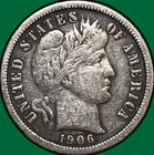 1906-S Barber Dime Silver Very Fine VF Coin #29666