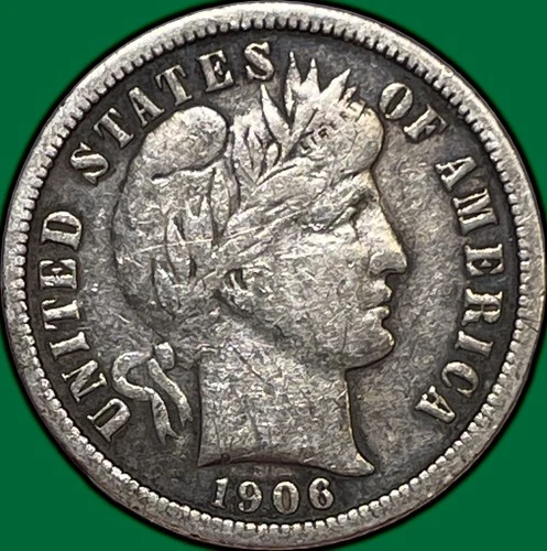 1906-S Barber Dime Silver Very Fine VF Coin #29666
