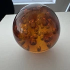 4 3/4 Murano Amber Controlled Bubbles Sphere/Paperweight 5lbs