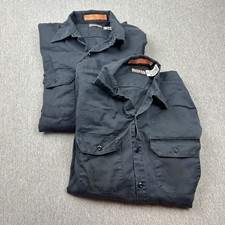 Lot of 2 Bulwark Flame Resistant Long Sleeve Button Up Shirts Mens Large STAINS