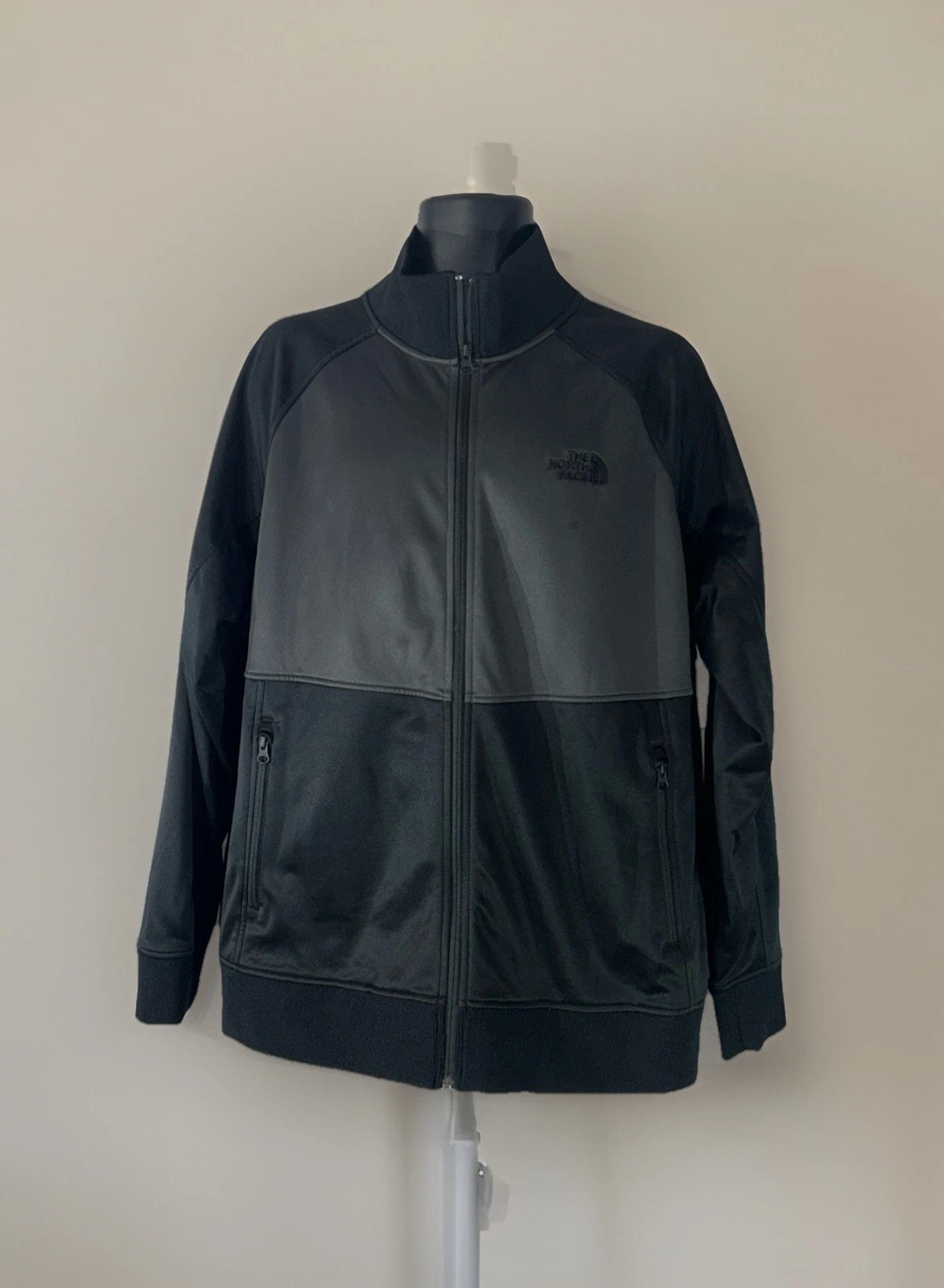 The North Face Jacket Mens XL Black Gray Windwall Lightweight Full Zip W/Pockets