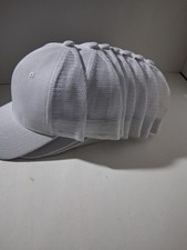 Lot Of 7 Plain White Baseball Caps Mesh Snapback Style Hat Adjustable New