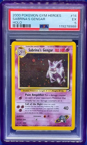 2000 POKEMON GYM HEROES HOLO #14 SABRINA'S GENGAR PSA 5 EX Excellent
