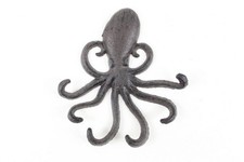  Pack Of 2 Cast Iron Wall Mounted Decorative Octopus Hooks 7""