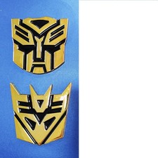 1x Transformers Decepticon Autobot 3 Gold Aluminum Grill Trunk Badge Emblem