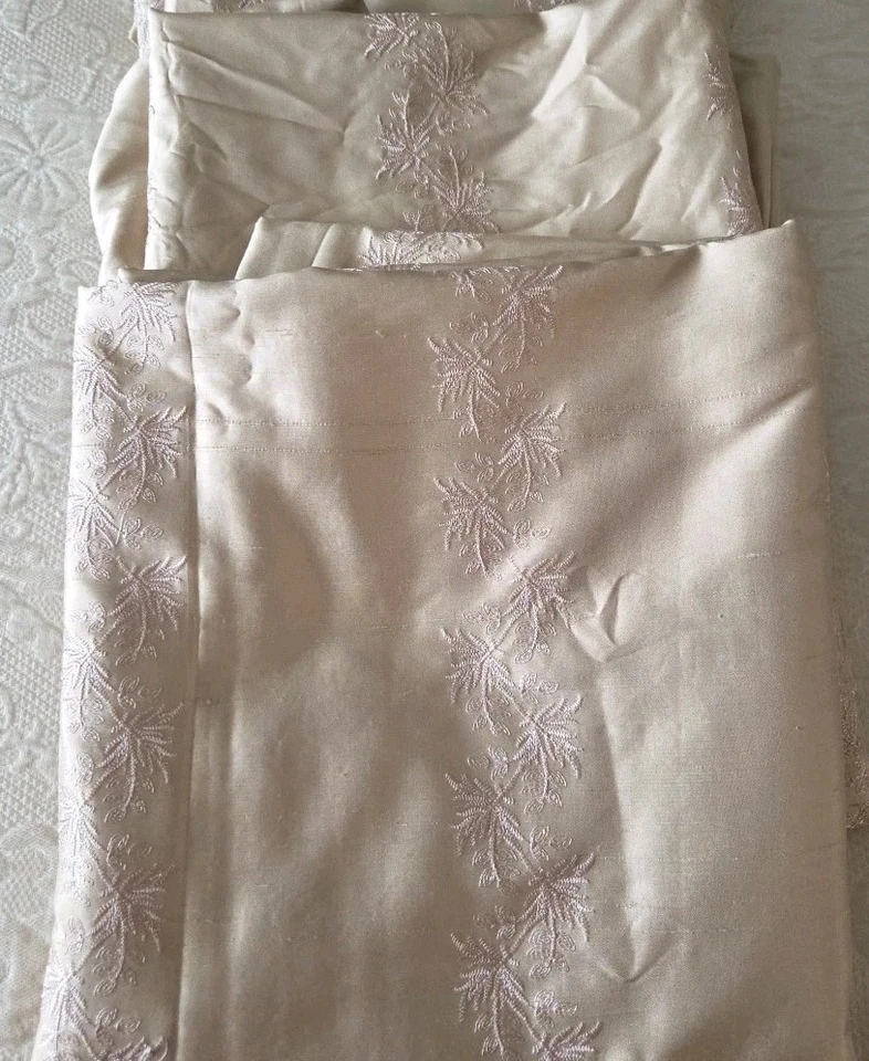 2 Chris Madden Silk Panels Beige Each 104" Length Lined By 42" Width  - Image 2 of 4