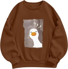 Cute Duck Sweatshirts for Women Silly Goose Graphic Funny Medium, Brown