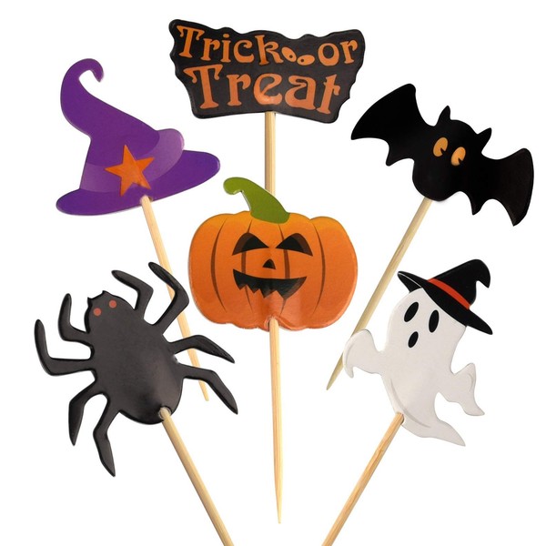 Halloween Cupcake Topper Zahnstocher Deko Party Kuchen Essen 60 StüCk Set-image