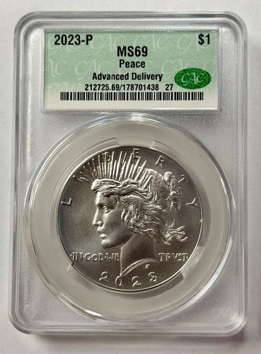 2023-P CAC MS 69 Peace Dollar Advanced Delivery Silver .999