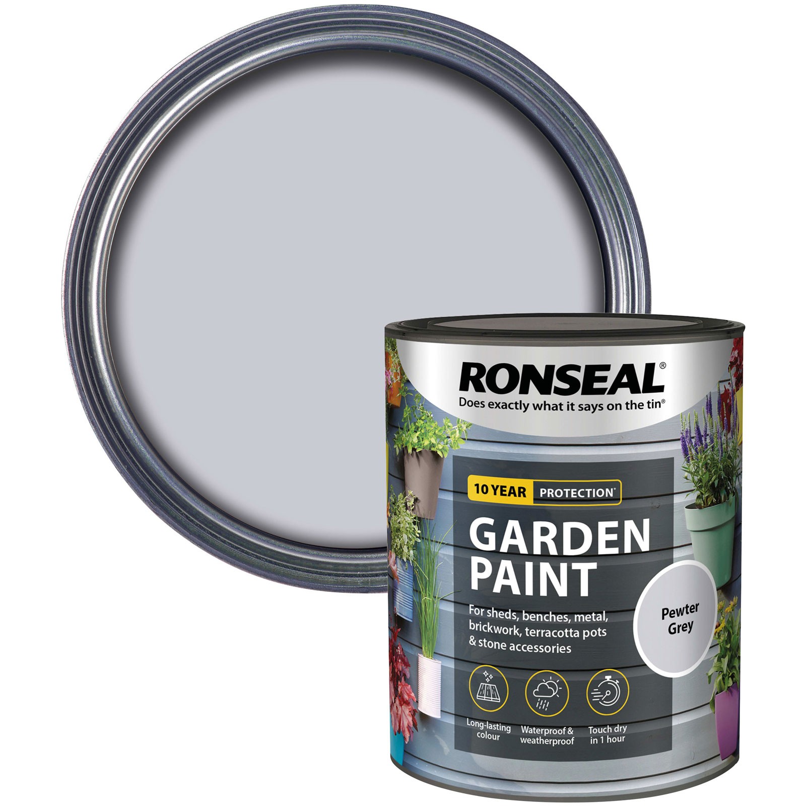 Ronseal Garden Paint Pewter Grey 750ml