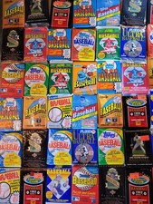 Old Baseball Cards - Unopened Packs Fr Wax Box. Huge Vintage 100 cards, Red 