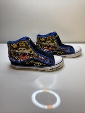Ed Hardy Tiger Graffiti Canvas Sneakers Laceless UK3.5 EU37 Preowned