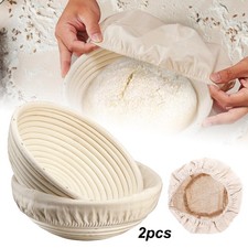 2Pack Banneton Bread Proofing Basket round 9 Inch Handmade Rattan Baskets