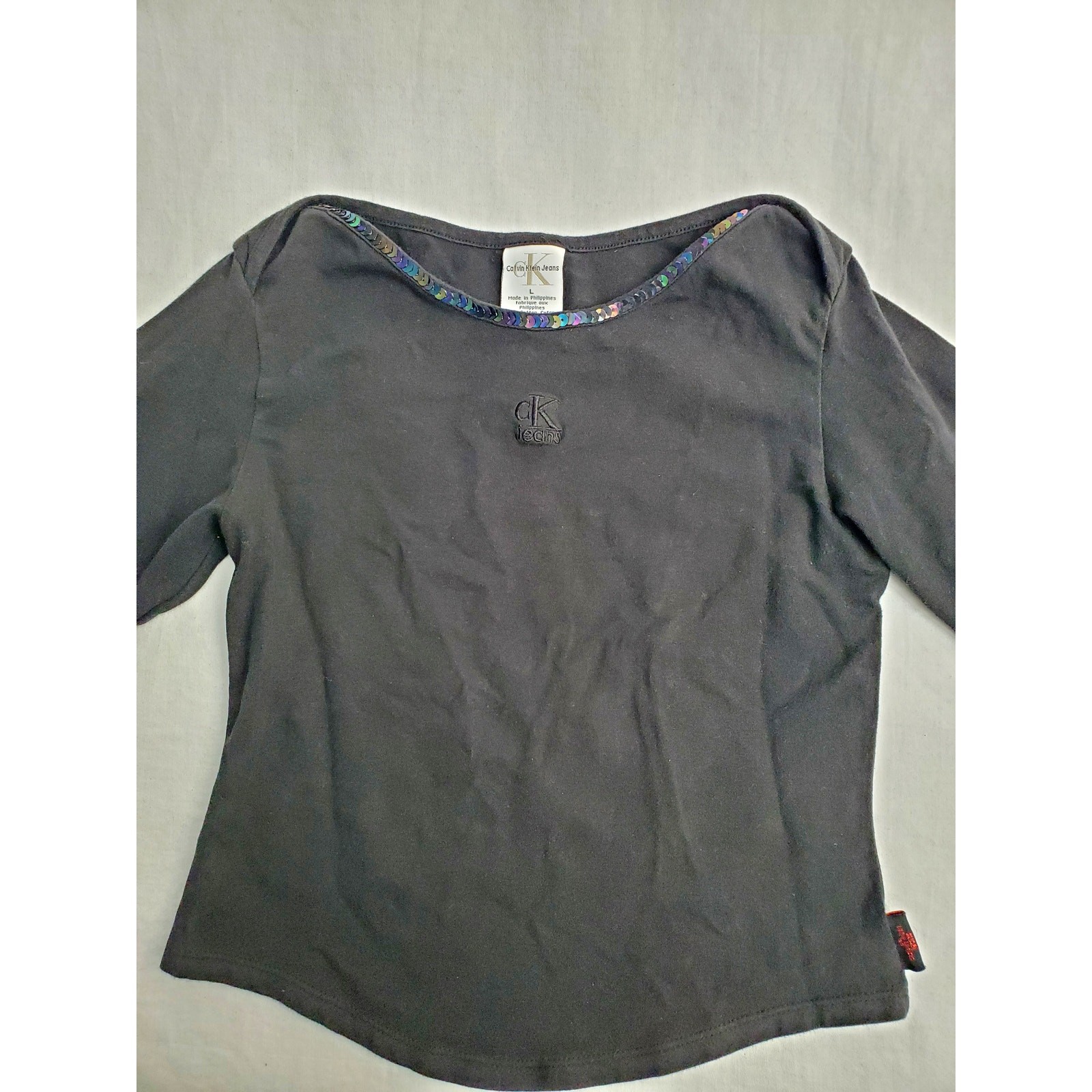 Calvin Klein shirt Sequin Neckline Girls Size L Party Holiday School thumbnail 2