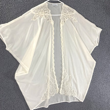 Natori Pearl Mesh Lace Kimono Duster Robe Chiffon Bridal Lingerie Womens OS Vtg