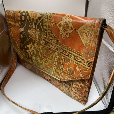 Allison Bag -Vintage 1970s Boho Kilim Turkish Rugs Leather Small Shoulder Bag