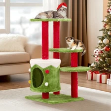 Zimtown Cat Tree House Christmas Design 32.5" Cozy Nest Multiple Platforms NEW