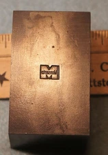1968 MONSANTO  M Logo Pin STEEL STAMPING DIE Robbins RH553