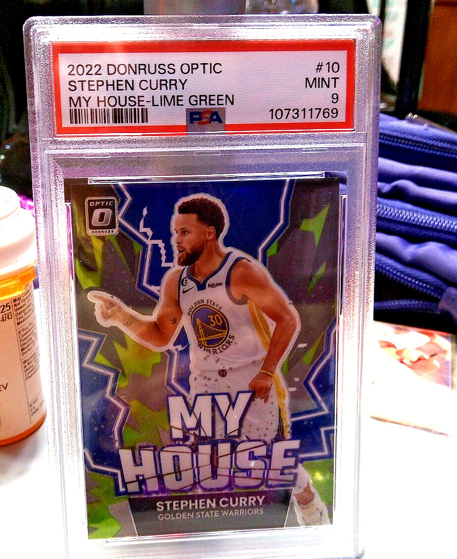 2022-23 OPTIC  PANINI STEPHEN CURRY PSA 9 MY HOUSE LIME GREEN  #98 #59/149