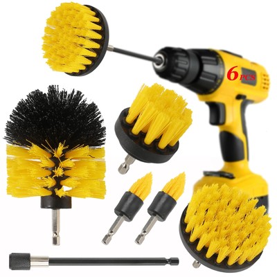 6Pcs Drill Brush Cleaning Attachment Set for Shower Yellow Power Scrubber