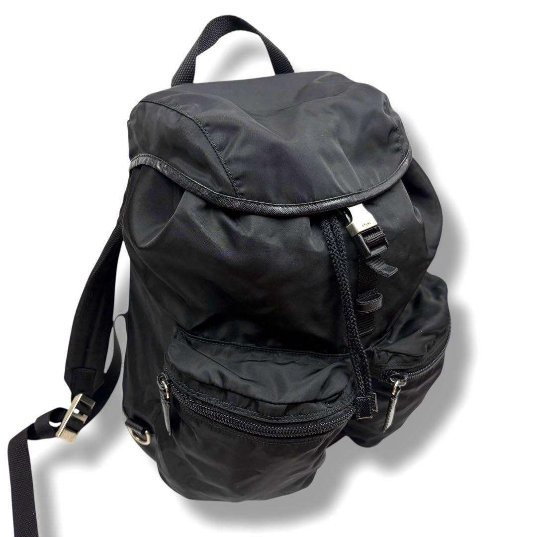 PRADA Backpack Nylon Triangular Logo Black - image 2