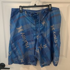 Hurley Stagger Board Shorts Men's 38 XL Blue Gray Surfing Swim
